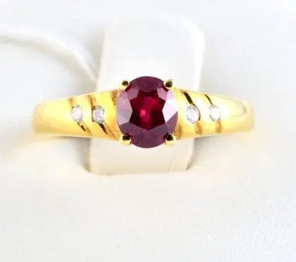 14K Yellow Gold 6x4mm Oval Created Ruby ring – Goldia.com